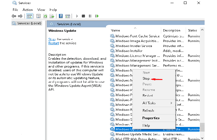 Restablece los componentes de actualización de Windows