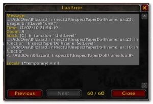 Windows의 Word Of Warcraft에서 LUA 오류 수정