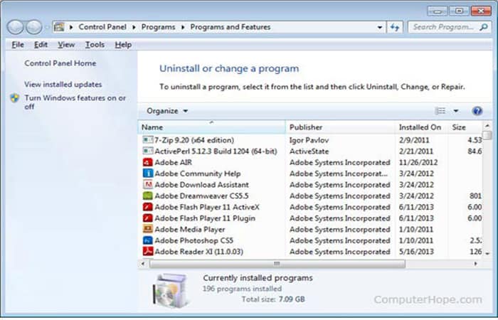 Agregar o quitar programas en Windows 7 y 8