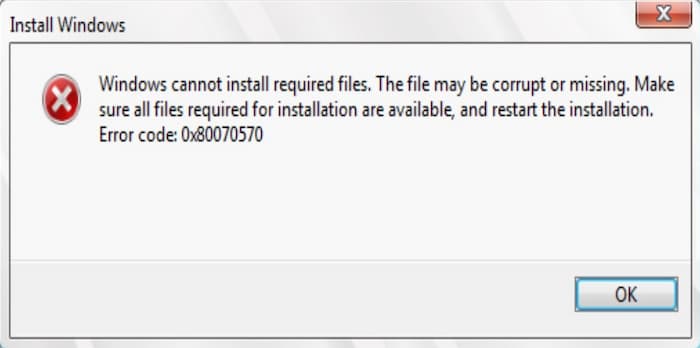 Error 0x80070570 en Windows 10