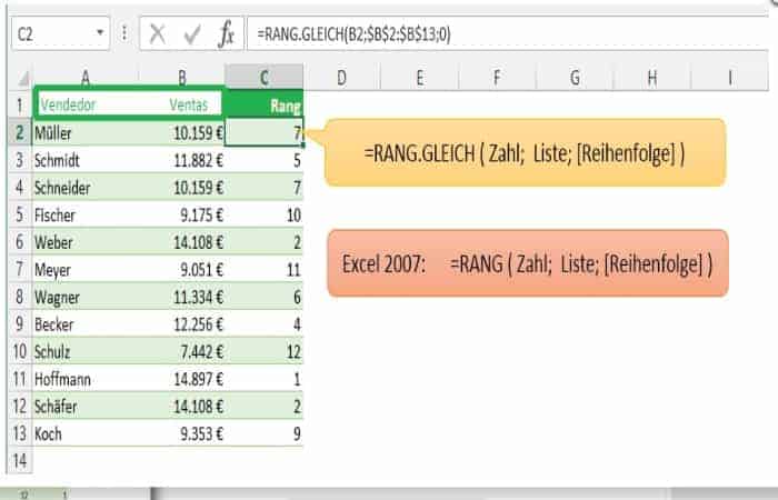 Organización de elementos en tabla de posiciones en Excel