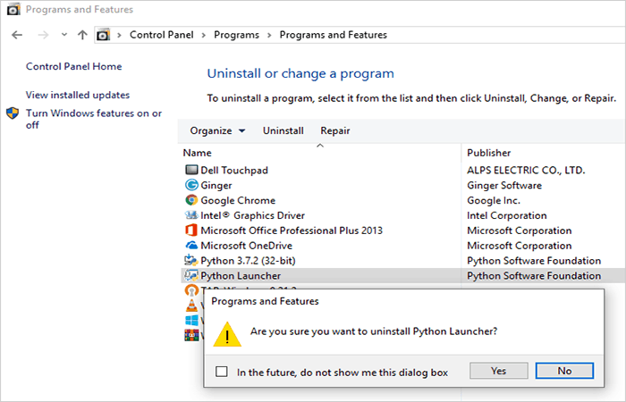 Desinstalar programas en Windows 10