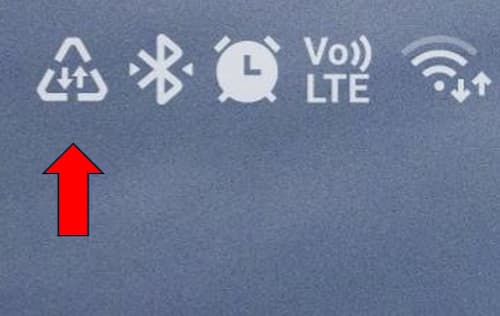 ícono de triángulo con flechas en Samsung 