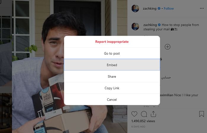 Insertar videos a WordPress de Instagram