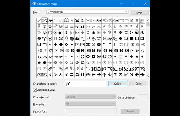 Insertar símbolos con mapa de caracteres