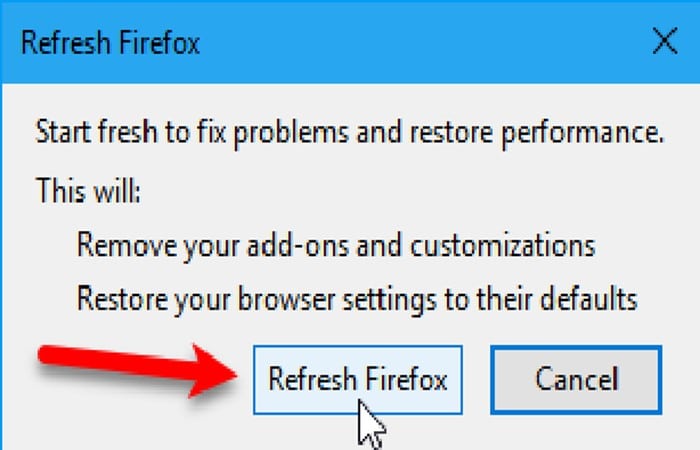 Haz clic en Actualizar Firefox