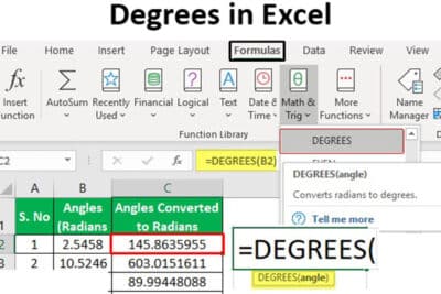 Función grados en Excel