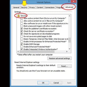 42 Advanced Internet Options. Features, Activation