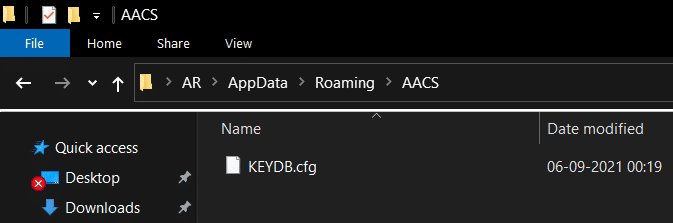 Archivo KeyDB.cfg en la nueva carpeta AACS