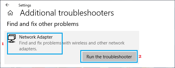 Run Network Adaper Troubleshooter