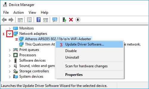 Update WiFi Adapter Driver Software In Windows 10
