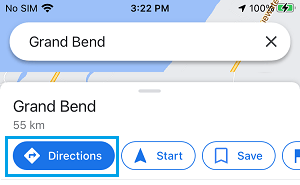 Directions Tab in Google Maps