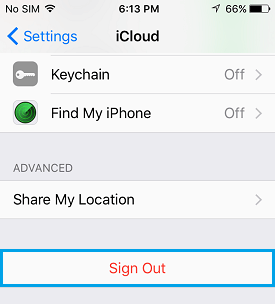 Sign Out of iCloud