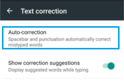 Auto Correction option on Google Keyboard