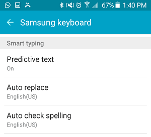 Auto Replace Option in Samsung Keyboard
