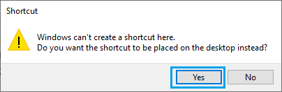 Create Shortcut Pop-up in Windows
