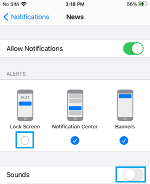 Disable Lock Screen Notifications and Sound on iPhone News App