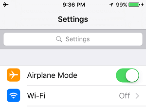 Enable Airplane Mode