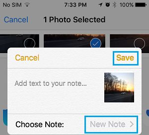 Choose Note Option in Notes App on iPhone