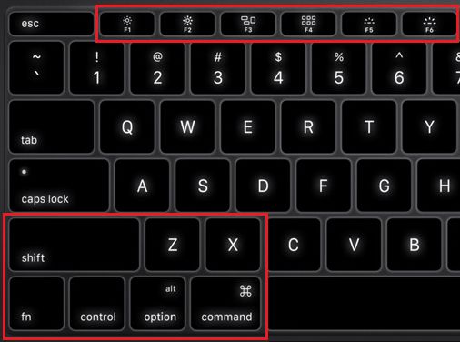 Mac Keyboard Showing Command and F5 Keys