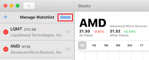 Save Changes to Watchlist in Stocks App For Mac