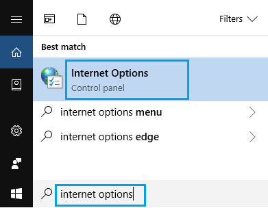 Open Internet Options