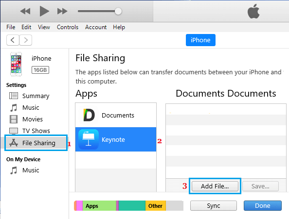 Add Keynote Presentation File to iPhone