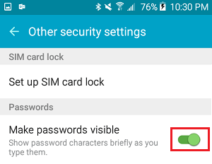 Turn On Make Passwords Visible on Android Phone