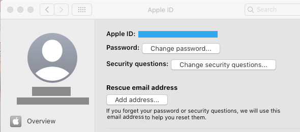 Change Password Option on Mac
