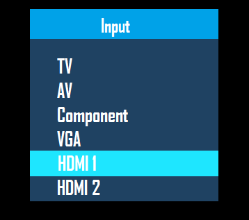 TV Input Selection Screen