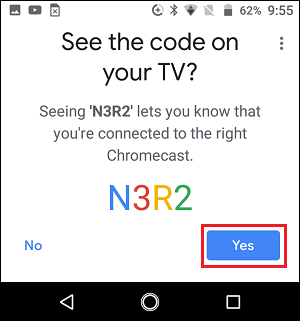 Chromecast Code on TV and Phone