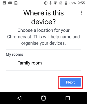 Chromecast Location Screen