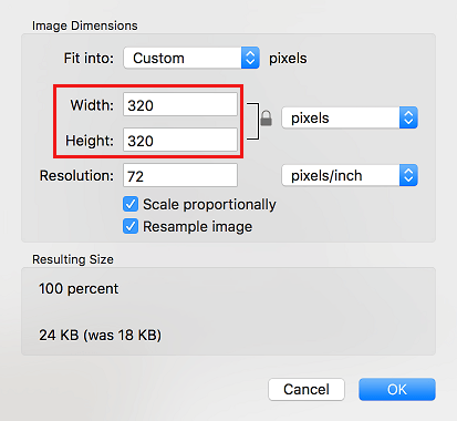 Change Height or Width on Mac