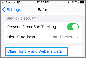 Clear History and Website Data from iPhone