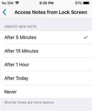 Create New Note on iPhone Lock Screen After Time
