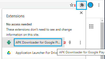 Open APK Downloader for Google Play Store in Chrome Browser
