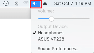 Sound Icon in Top Menu Bar on Mac