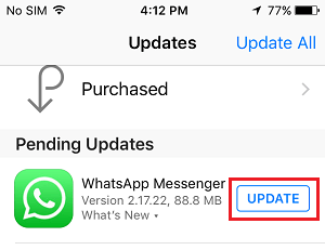 Actualizar WhatsApp en el iPhone