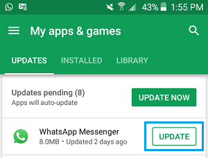 Update WhatsApp Messenger On Android Phone