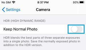 Disable Keep Normal Photo option on iPhone