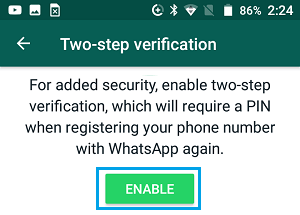 Enable Two-Step Verification in WhatsApp