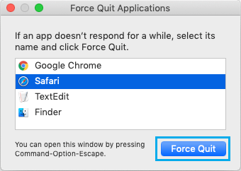 Force Quit Safari Browser 