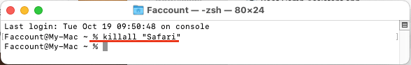 Force Quit Safari Using Terminal on Mac