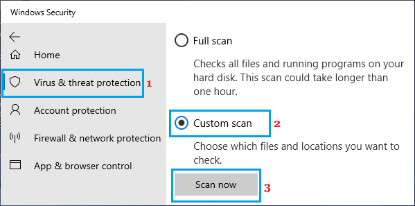 Microsoft Defender Custom Scan Option