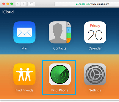 Find iPhone Tab on iCloud