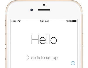 pantalla de bienvenida del iPhone con opción 