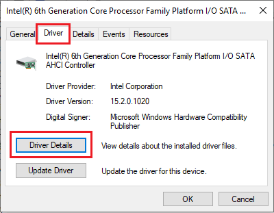 Open SATA AHCI Controller Driver Details 