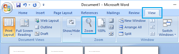 Adjust Page Zoom Option in Microsoft Word