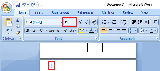 Adjust Font Size Option in Microsoft Word