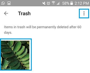Deleted Photo in Trash Bin on Android Phone